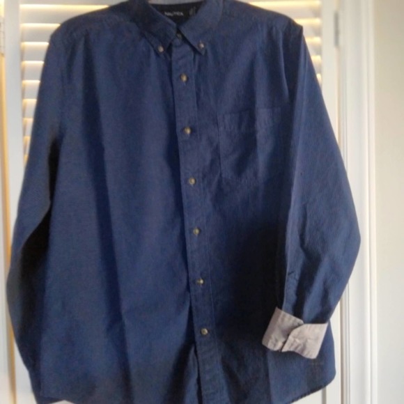 NAUTICA Black/Navy Micro Gingham Pattern Long Sleeve Button Down Sz. M - Picture 2 of 4